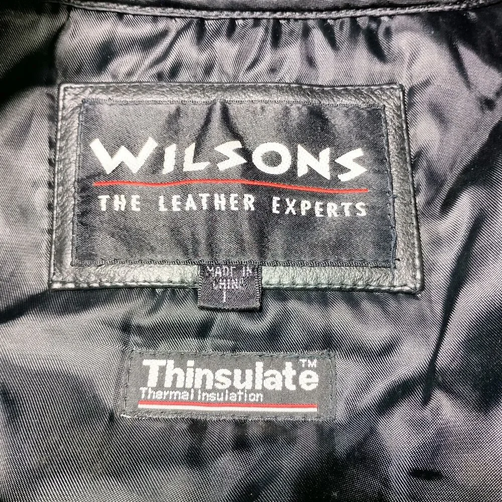 Wilson Leather Jacket Large Heavy Duty Bomber Jacket